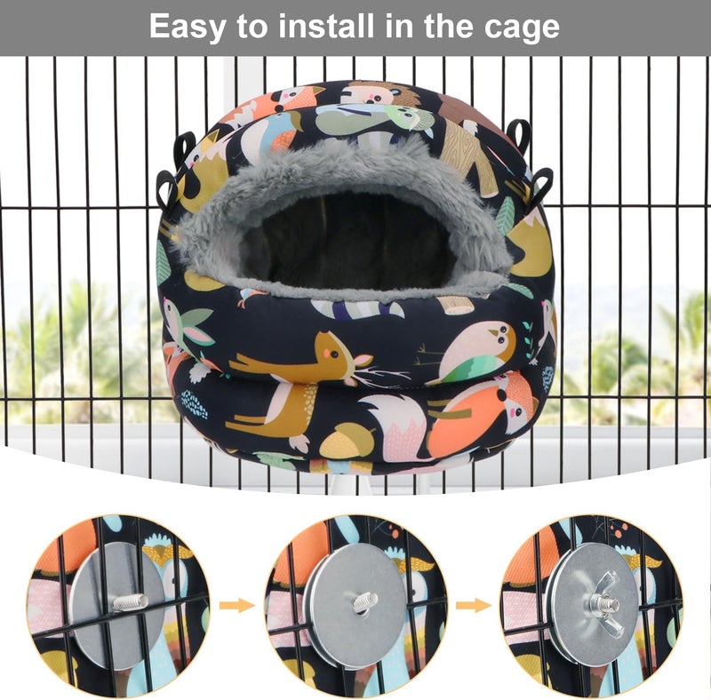 Reshiho Bird Nest House Winter Warm Bird Bed Hanging Hammock Snuggle Hut for Parakeets Budgies Cockatiels Conures Quaker Parrot (Small, Black) - Image 4
